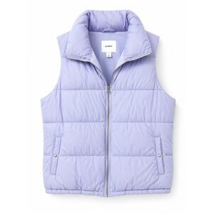 Old Navy Women's XL Lilac Fleece Lined Puffer Vest Full Zip Mock Neck